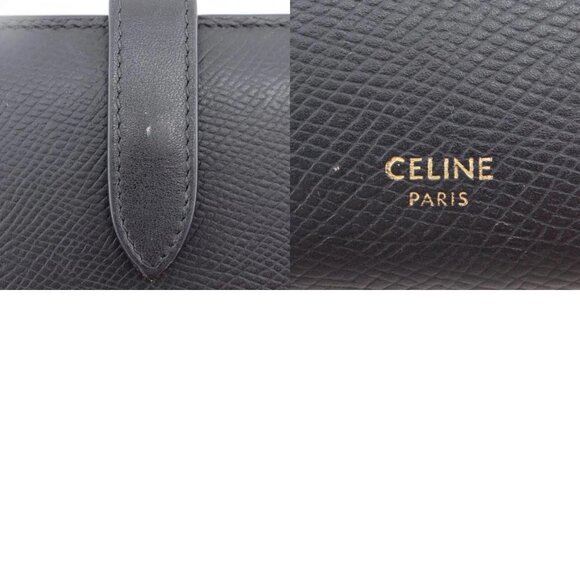 CELINE Medium strap wallet Bi-Fold Wallet black Calfskin Women - Picture 12 of 13